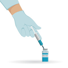 Doctor prepare vaccine for inoculation. Vector illustration.