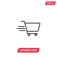 Shopping cart icon vector. Trolley sign