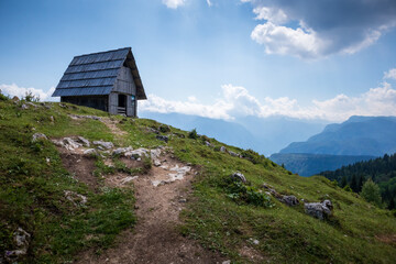 Fototapeta na wymiar Zajamniki on a plateau Pokljuka in Julian Alps, Triglav national park, Slovenia