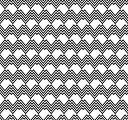 Abstract black and white seamless pattern with zigzag lines 
