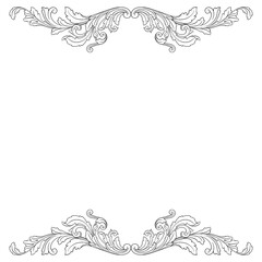Vintage Ornament Element in baroque style with filigree and floral engrave the best situated for create frame, border, banner. It's hand drawn foliage swirl like victorian or damask design arabesque.