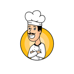 Cartoon chef or cook mascot logo vector