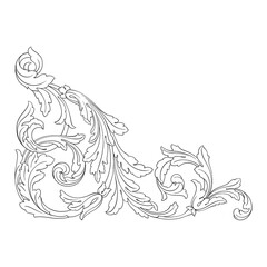 Vintage Ornament Element in baroque style with filigree and floral engrave the best situated for create frame, border, banner. It's hand drawn foliage swirl like victorian or damask design arabesque.