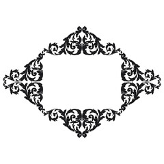 Vintage Ornament Element in baroque style with filigree and floral engrave the best situated for create frame, border, banner. It's hand drawn foliage swirl like victorian or damask design arabesque.