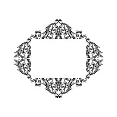 Vintage Ornament Element in baroque style with filigree and floral engrave the best situated for create frame, border, banner. It's hand drawn foliage swirl like victorian or damask design arabesque.