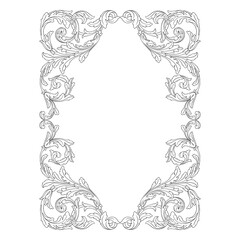 Vintage Ornament Element in baroque style with filigree and floral engrave the best situated for create frame, border, banner. It's hand drawn foliage swirl like victorian or damask design arabesque.