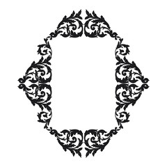 Vintage Ornament Element in baroque style with filigree and floral engrave the best situated for create frame, border, banner. It's hand drawn foliage swirl like victorian or damask design arabesque.