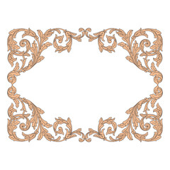 Vintage Ornament Element in baroque style with filigree and floral engrave the best situated for create frame, border, banner. It's hand drawn foliage swirl like victorian or damask design arabesque.