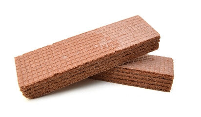 Wafers with chocolate on a white background