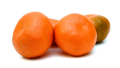 Stack mandarins on white background