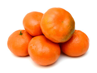 Stack mandarins on white background