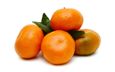 Stack mandarins on white background