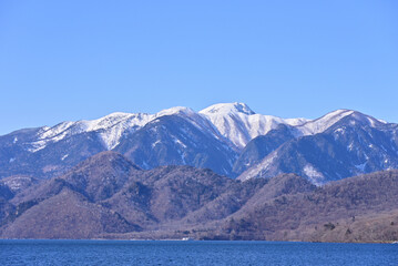 mountains, lake and blue sky