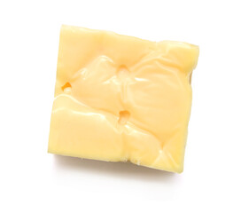 Cubes of cheddar cheese isolated on white 