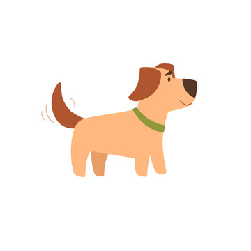 Vector illustration of a jack russell terrier in profile. Funny little dog with fluffy ears. Flat style, cartoon character of brown color, isolated