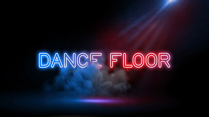 WORD DANCE FLOOR ON WALL | Studio room environment with smoke and spotlight.