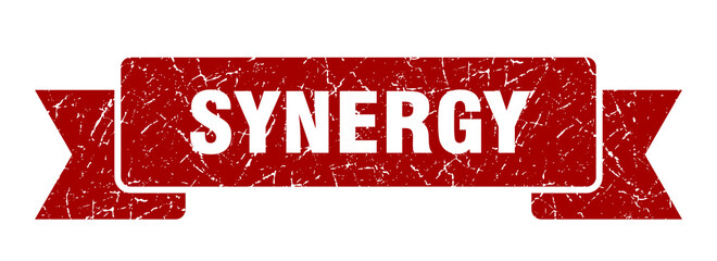 synergy ribbon. synergy grunge band sign. synergy banner