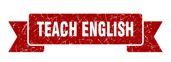 teach english ribbon. teach english grunge band sign. teach english banner