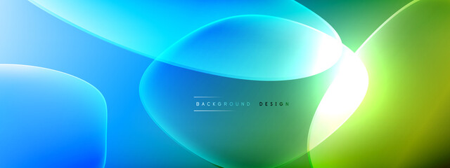 Vector abstract background - liquid bubble shapes on fluid gradient with shadows and light effects. Shiny design template for text