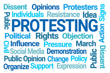 Protesting Word Cloud on White Background
