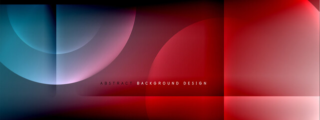 Vector abstract background - circle and cross on fluid gradient with shadows and light effects. Techno or business shiny design templates for text