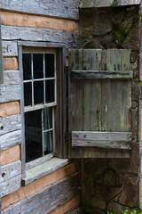 Window in a log cabin