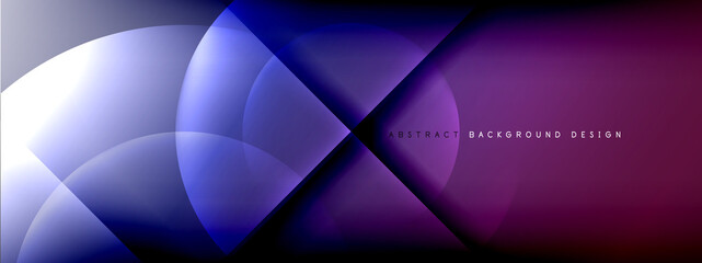 Vector abstract background - circle and cross on fluid gradient with shadows and light effects. Techno or business shiny design templates for text