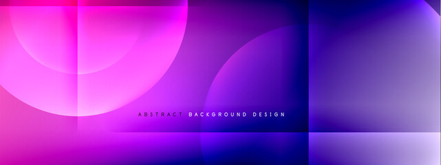 Vector abstract background - circle and cross on fluid gradient with shadows and light effects. Techno or business shiny design templates for text