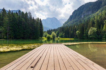Kamnik-Savinja Alps at Plansar Lake in Jezersko, Slovenia