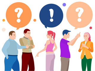 Network and Teamwork Concept. Flat style Raster image. People communication in search of ideas. Men and Women Talk. Business Meeting for Negotiations in Office.