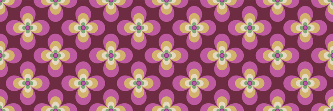 Fototapeta 70's retro seamless wallpaper pattern material / vector illustration