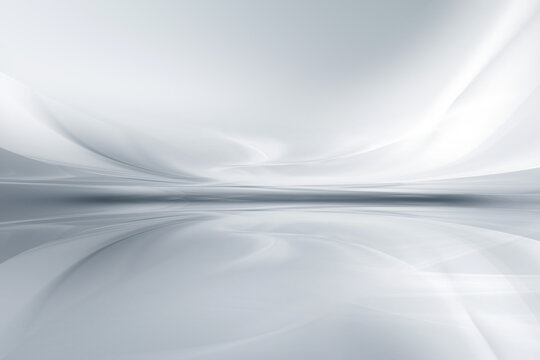 White grey perspective stage background. Fantasy futuristic sci-fi design. Empty room used for display your product.
