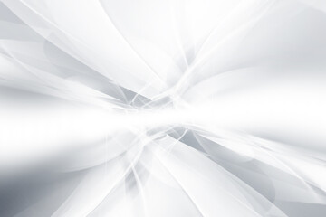 White perspective flow waves on grey background. Fantasy futuristic design. Abstract creative graphic for web.
