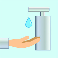 Hand with spray can handsanitizer soap