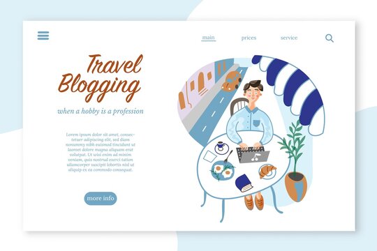 Professional travel blogging vector landing page
