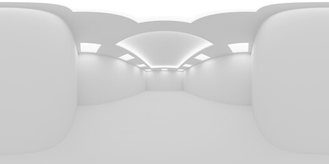 Еmpty white room with embedded  square ceiling lamps HDRI map.