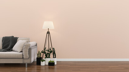 Fototapeta na wymiar living room interior. 3d render background wood floor wooden wall template design mock up copy space