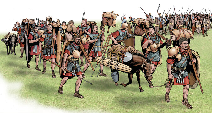 Celts attack column of Roman legionaries