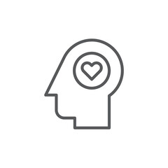 Thinking of love vector icon symbol fall in love isolated on white background