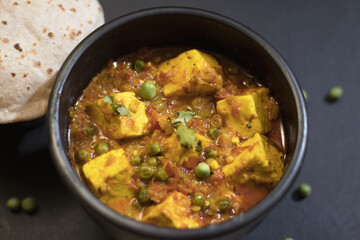 Mattar paneer, also known as matar paneer, and mutter paneer is a vegetarian North Indian dish consisting of peas and paneer in a tomato gravy