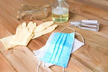 Personal protective equipment such as medical masks and gloves.