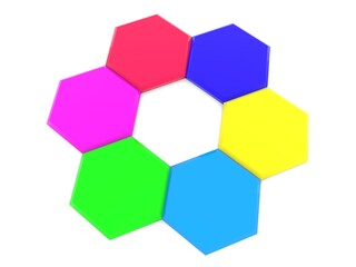 A circle of colored cells on a white background