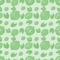 vector seamless pattern of limes and leaves