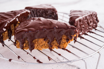 melted chocolate cake close up
