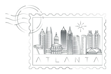 Atlanta stamp minimal linear vector illustration and typography design, Georgia, Usa