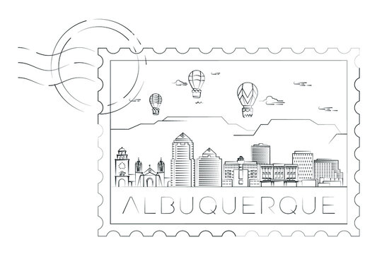 Albuquerque stamp minimal linear vector illustration and typography design, New Mexico, Usa