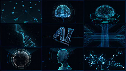 Digital Network Technology AI artificial intelligence data concepts 3D illustration Background