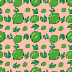 vector seamless pattern of limes and leaves