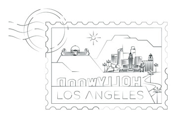 Los Angeles stamp minimal linear vector illustration and typography design, California, Usa