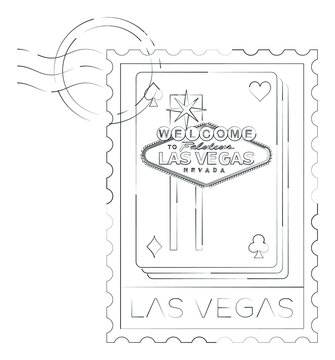 Las Vegas stamp minimal linear vector illustration and typography design, Nevada, Usa